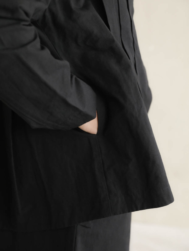 MAGALI マガリ / スラブコットンリネンタックジャケット ブラック 