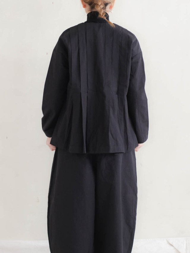 MAGALI マガリ / スラブコットンリネンタックジャケット ブラック 