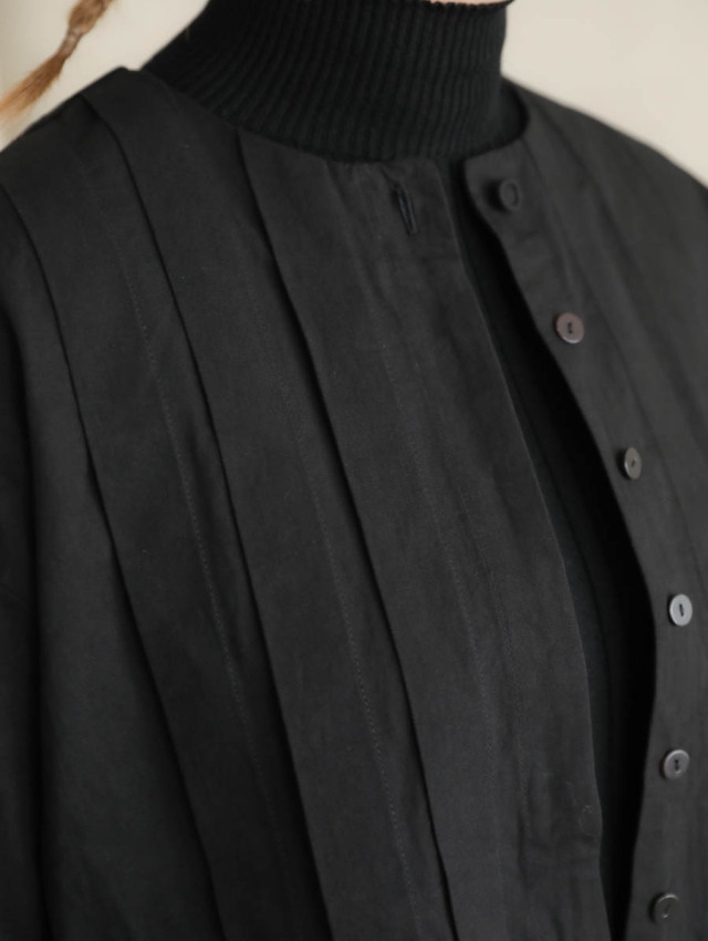 MAGALI マガリ / スラブコットンリネンタックジャケット ブラック 
