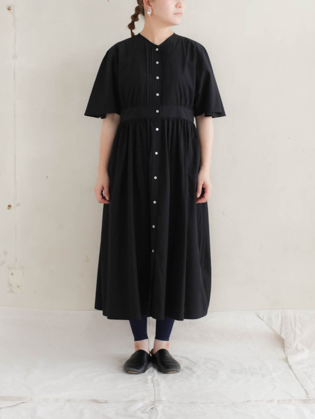 MAGALI マガリ / リンクルコットンピンタックワンピース ブラック 