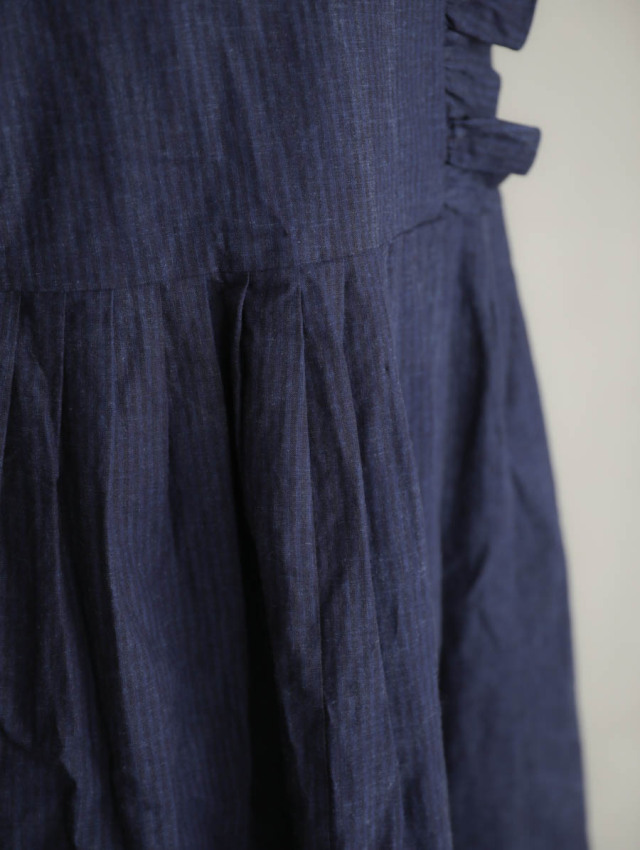 MAGALI マガリ｜インディゴコットンリネンフリルワンピース（ネイビー）