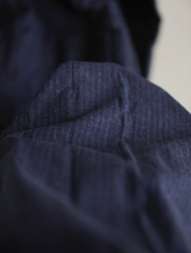 MAGALI マガリ｜インディゴコットンリネンフリルワンピース（ネイビー）