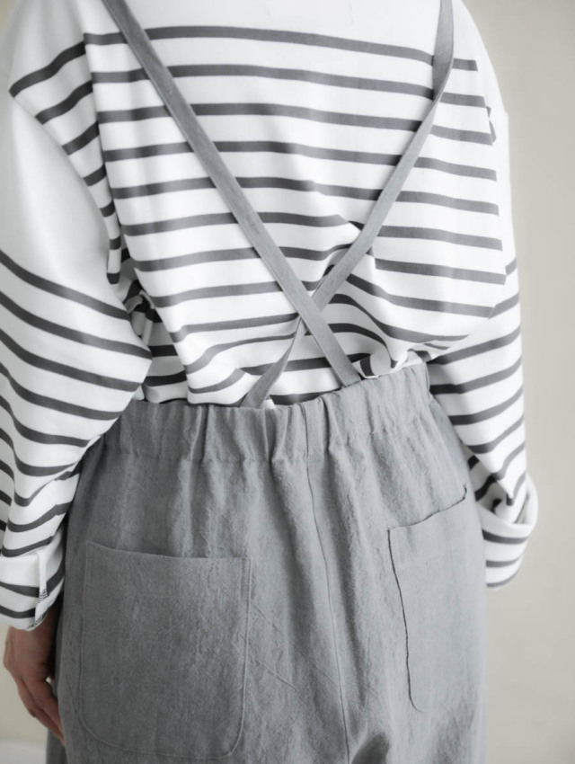 マガリ MAGALI フレンチリネン＆コットン サスペンダーパンツ