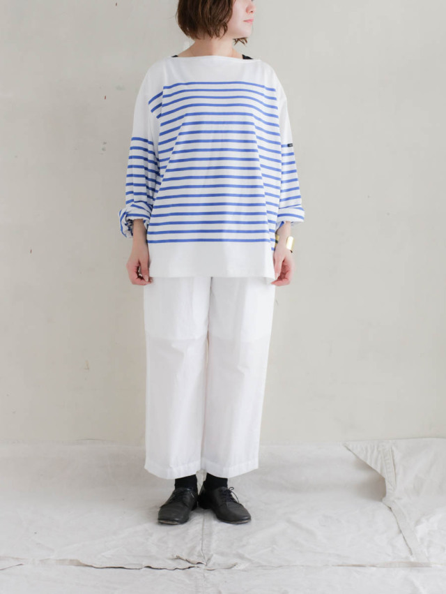 OUTIL ウティ｜tricot aast（off/dazzling blue）バスクシャツ