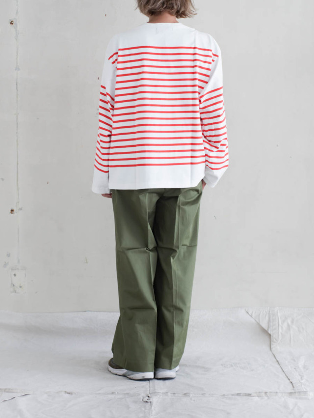 OUTIL ウティ｜tricot aast（off × high risk red）バスクシャツ