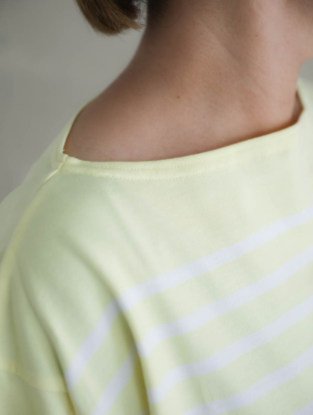 OUTIL ウティ｜tricot aast（tender yellow × off）バスクシャツ