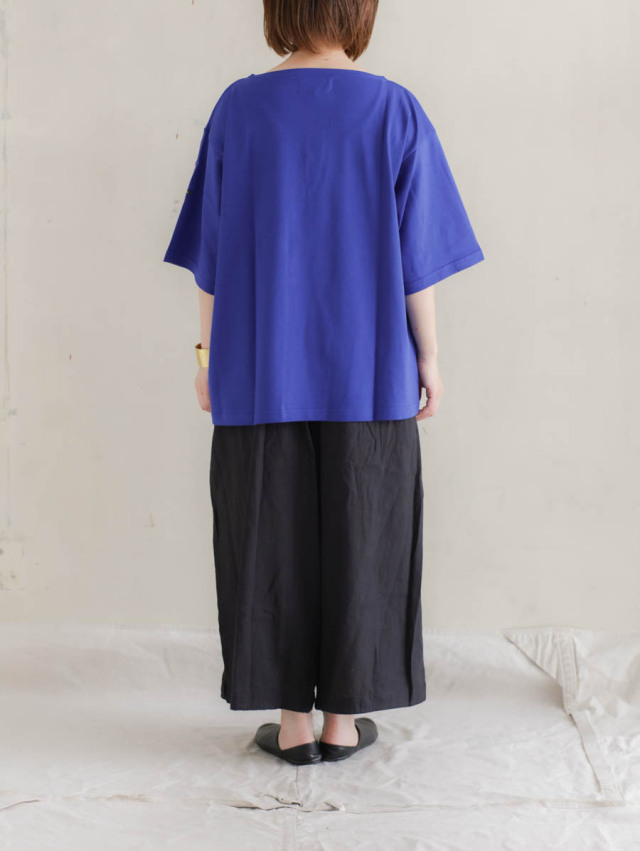 OUTIL ウティ｜tricot aast short（blue quartz）半袖バスクシャツ