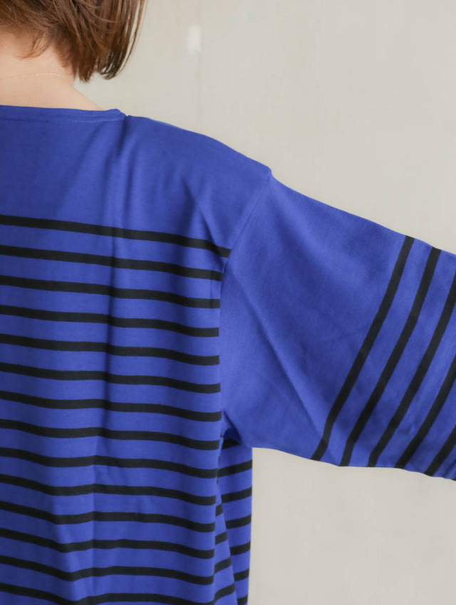 OUTIL ウティ｜tricot aast short（blue quartz × black）半袖バスクシャツ