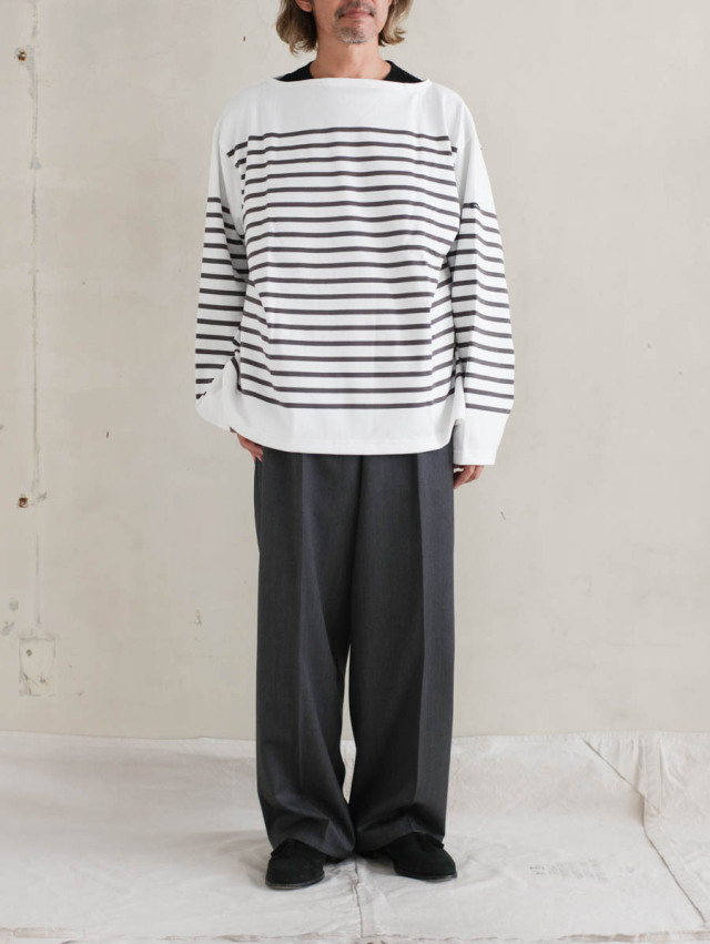 OUTIL ウティ / tricot aast バスクシャツ off × gunmetal