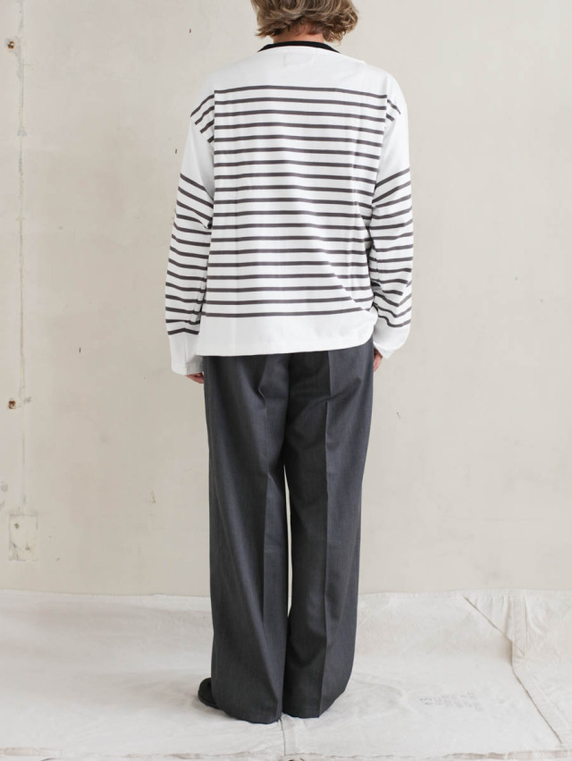 OUTIL ウティ / tricot aast バスクシャツ off × gunmetal