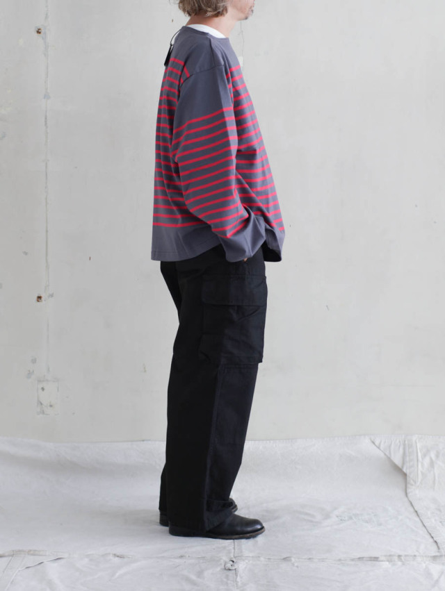 OUTIL ウティ｜pantalon blesle（black）フレンチワーク綿麻カーゴパンツ