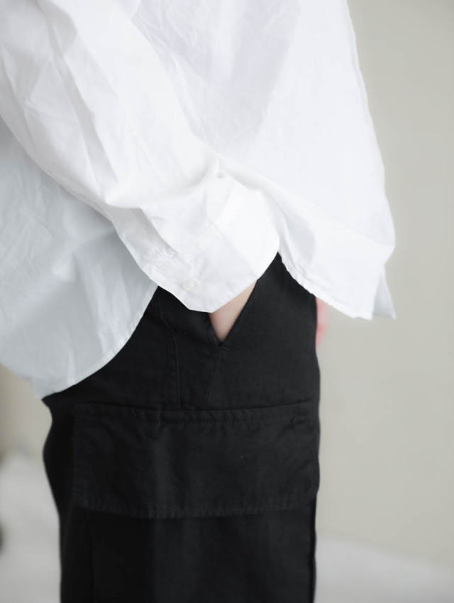 OUTIL / カーゴパンツ/--/コットン/BLK/無地 OUTIL ウティ｜pantalon blesle（black）フレンチワーク綿麻カーゴパンツ