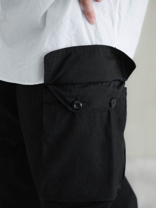 OUTIL ウティ｜pantalon blesle（black）フレンチワーク綿麻カーゴパンツ