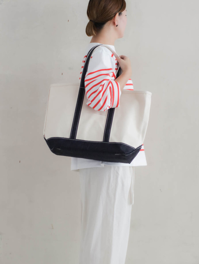 OUTIL ウティ 24SS SAC COLMAR 青 トートバッグ　 FK OUTIL ウティ / SAC COLMAR M (INDIGO / STRIPE) | genre