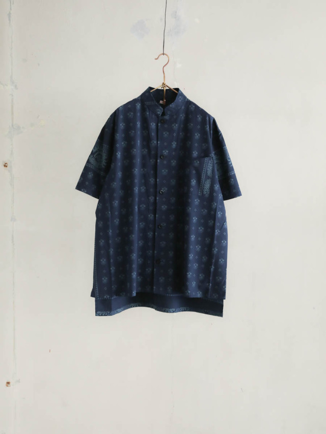 ウティ outilゴブラン柄半袖シャツ OUTIL ウティ｜chemisier arley（indigo）半袖シャツ