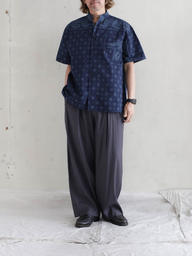 OUTIL ウティ｜chemisier arley（indigo）半袖シャツ