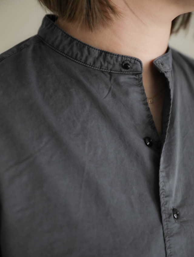 OUTIL 24SS CHEMISIER SAPOIS バンドカラーシャツ OUTIL ウティ｜chemisier sapois バンドカラーシャツ charcoal