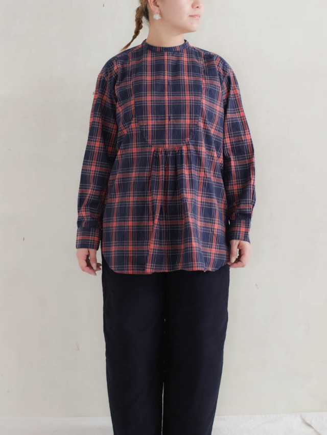 OUTIL ウティ / chemisier corsier ドレスシャツ red/indigo