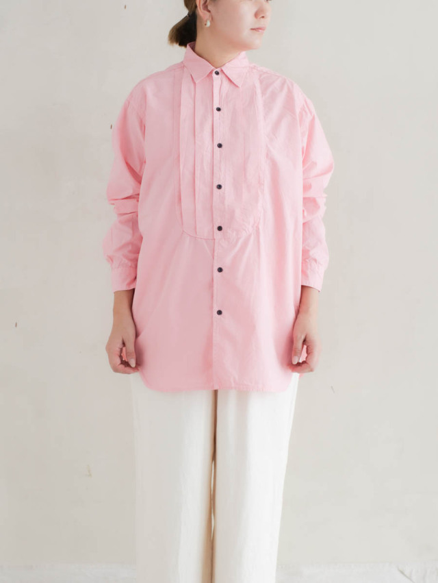 OUTIL ウティ｜chemisier lunel（pink）タックブラウス