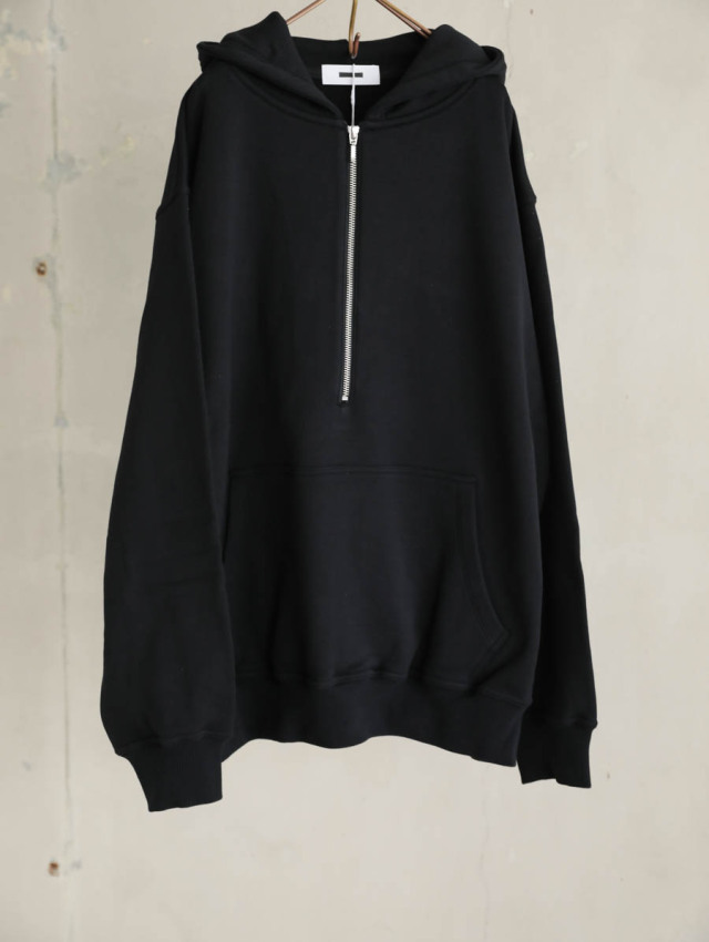 REVERBERATE リバーバレイト / HALF ZIP HOODY ブラック