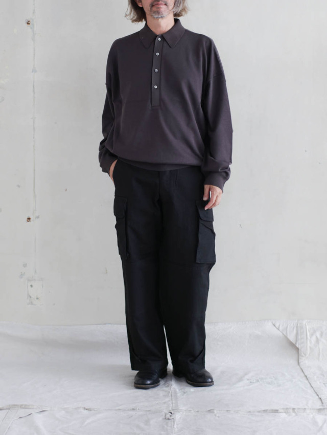 トップス REVERBERATE - HIGH GAGE KNIT SHIRT REVERBERATE リバーバレイト｜ハイゲージニットシャツ（ダークブラウン）