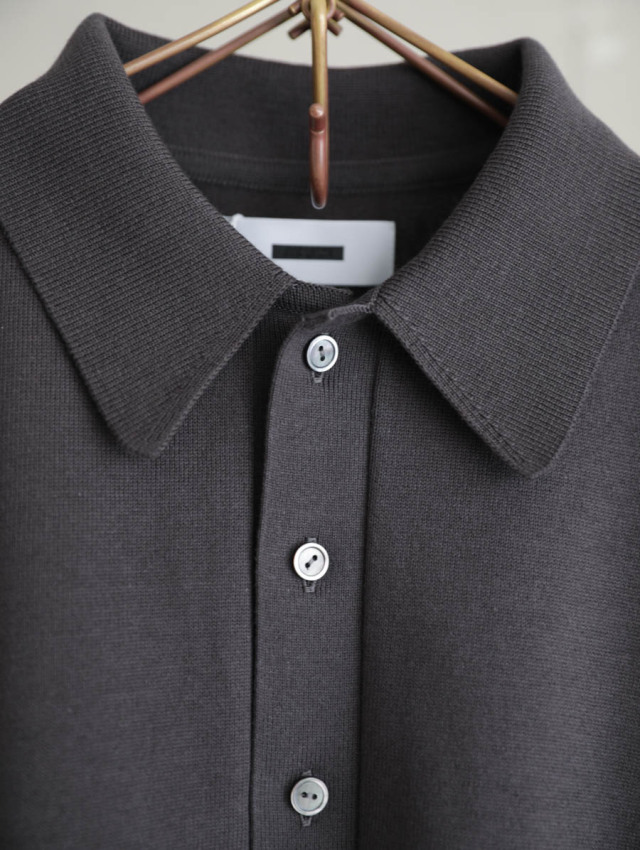 トップス REVERBERATE - HIGH GAGE KNIT SHIRT REVERBERATE リバーバレイト｜ハイゲージニットシャツ（ダークブラウン）