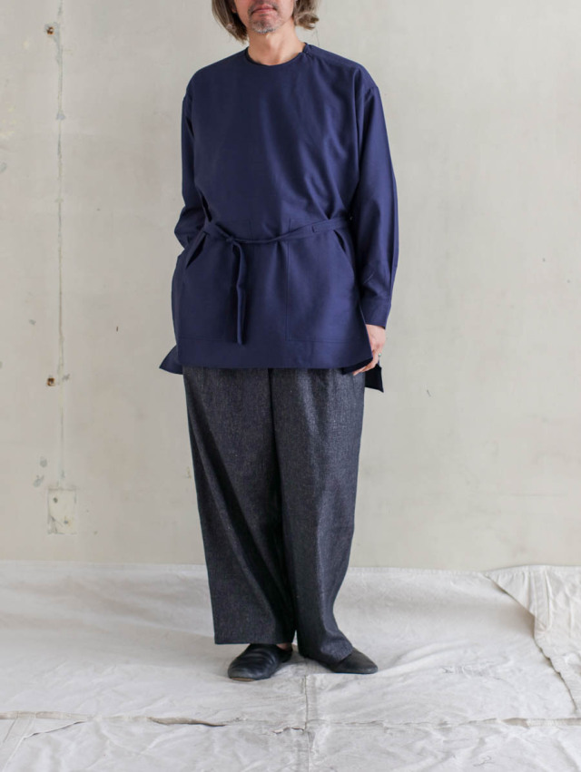 REVERBERATE リバーバレイト｜PULLOVER LONG SHIRT ネイビー