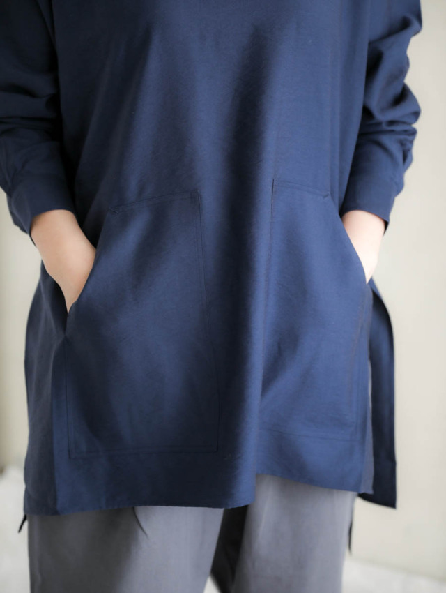 REVERBERATE リバーバレイト / PULLOVER LONG SHIRT ネイビー