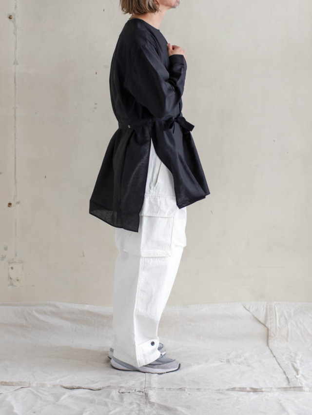 最新コレックション REVERBERATE リバーバレイト / PULLOVER LONG SHIRT ブラック トップス