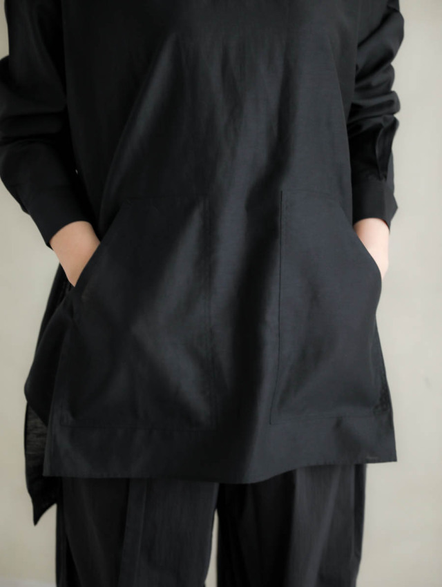 REVERBERATE リバーバレイト / PULLOVER LONG SHIRT ブラック