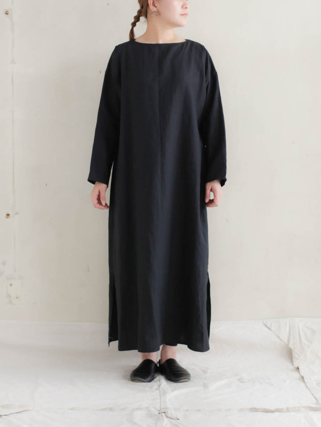 SP エシュペー｜1/60 LINEN APRON ONEPIECE ブラック