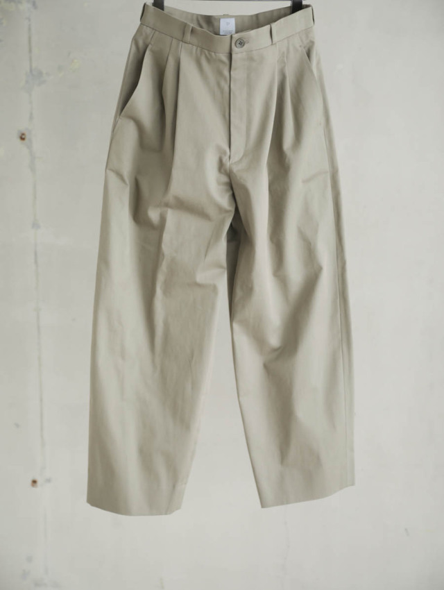 JULYNINE / オーガニックコットン チノパン/べージュ/L SP エシュペー｜オーガニックコットンチノスラックス（ライトカーキ）