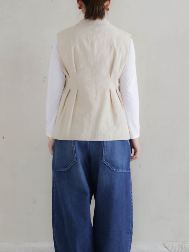 ノースリーブ ベスト ecru SUSURI SUSURI ススリ｜クリケットベスト（beige）