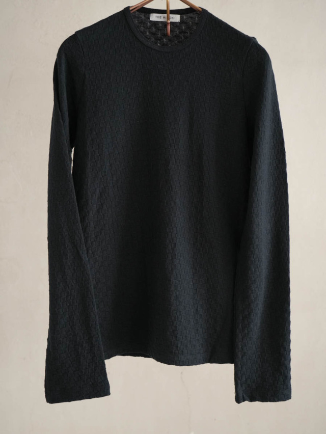 【セール中！新品美品】THE HINOKI オーガニックコットン黒ワンピース THE HINOKI (ザ ヒノキ) オーガニックコットンスタンドカラードレス