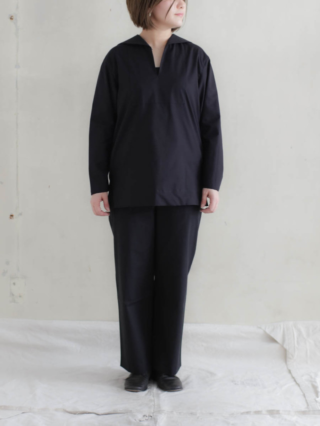 THE HINOKI ザ ヒノキ / オーガニックコットンチノ2タックパンツ ブラック