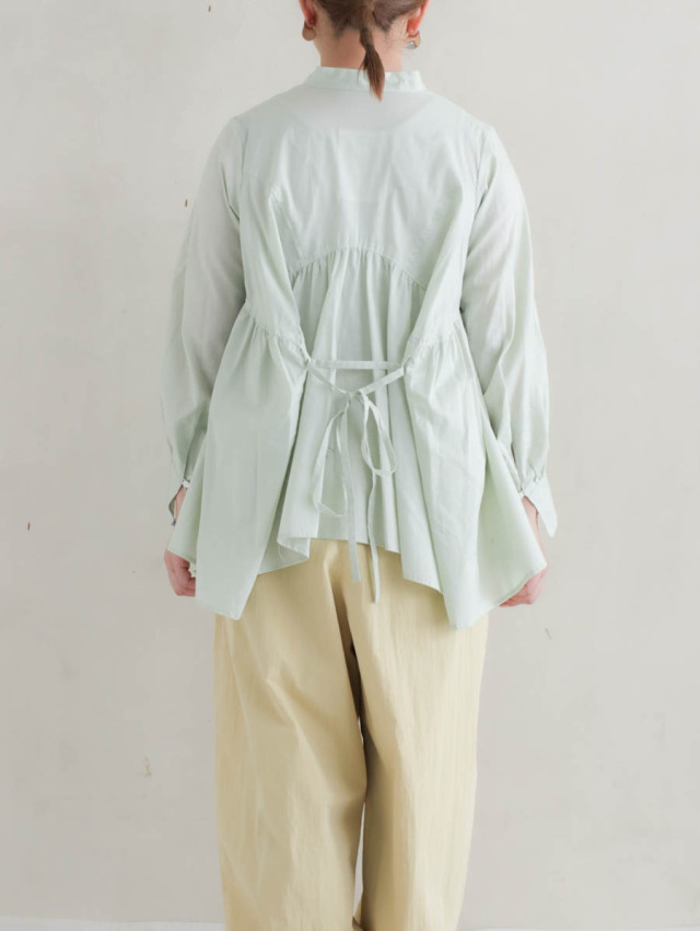 完売 Tucksleeve Gather Shirts 搾れ ライトグリーン