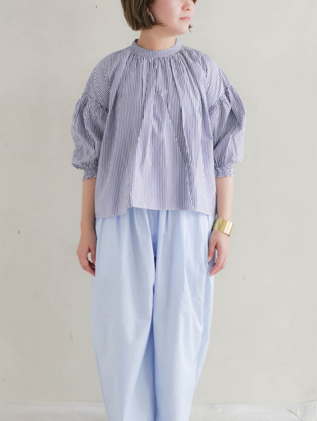 UNIVERSAL TISSU ユニヴァーサルティシュ｜ストライプ袖口シャーリング  