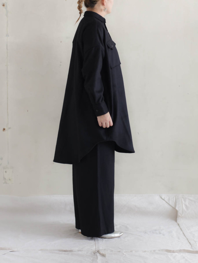 H BEAUTY&YOUTH ウールキャンバス ジップシャツ Mサイズ ブラック UNIVERSAL TISSU ユニヴァーサルティシュ｜カシミヤビーバーミリタリー