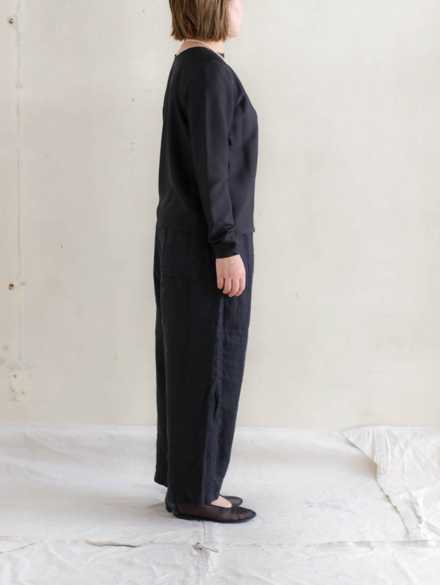 Véritécœurヴェリテクール 黒 バルーンリネンパンツ Veritecoeur｜※Veritecoeur online 限定※ 切替ギャザーパンツ