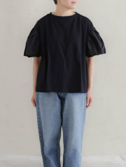 UNIVERSAL TISSU ユニバーサルティシュ コンパクトクールローレル天竺 バイカラーギャザースリーブTシャツ クロ 半袖 カットソー ブラック 黒T 接触冷感 楽天市場】UNIVERSAL TISSU コンパクトクールローレル天竺 バイ