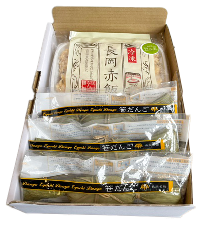 春の赤飯セット(笹団子3個・長岡赤飯1個・竹の子わらび赤飯1個)