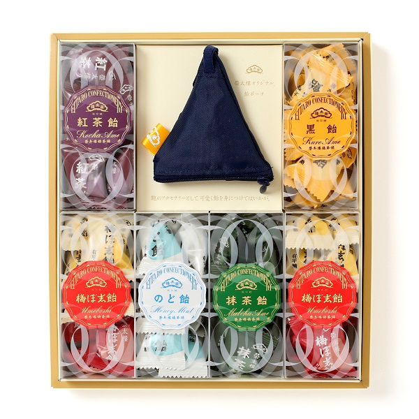 透かし箱 6本入 飴ポーチ(紺)付