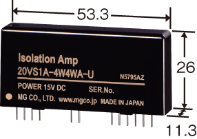 20VS1A-4W4WB-U アイソレーションアンプ 高速応答50μs 高精度3ポート絶縁 エムジー