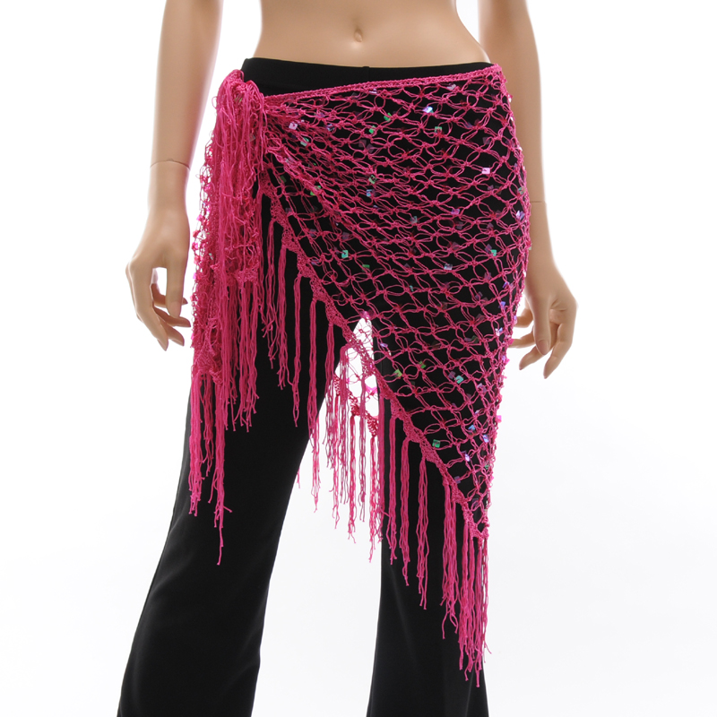 ベリーダンスかぎ編みヒップスカーフA10(ローズ）【ネコポス便送料無料】　