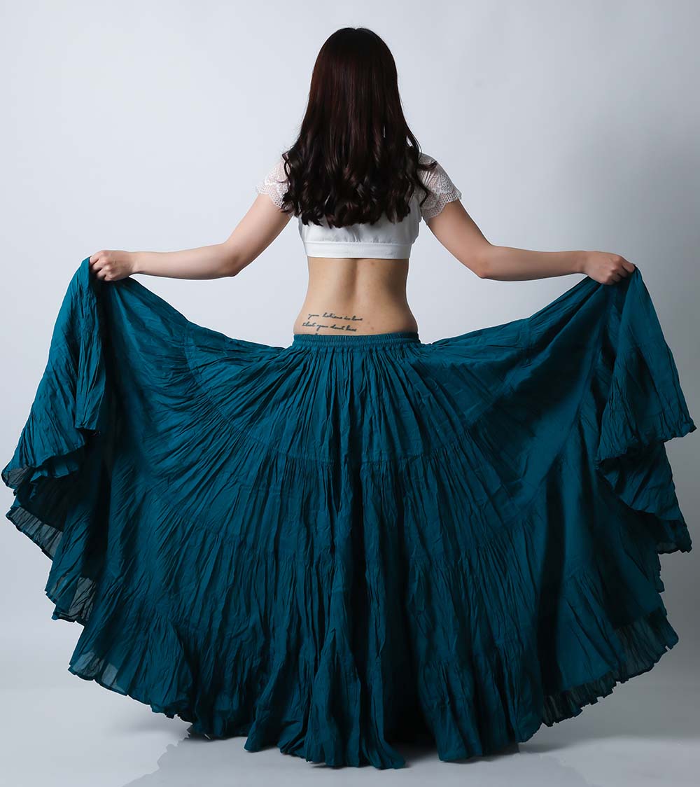 25ヤードスカートD25K-3コットン単色（tealティール)【宅配便送料無料】ベリーダンス、トライバル、ジプシースカート