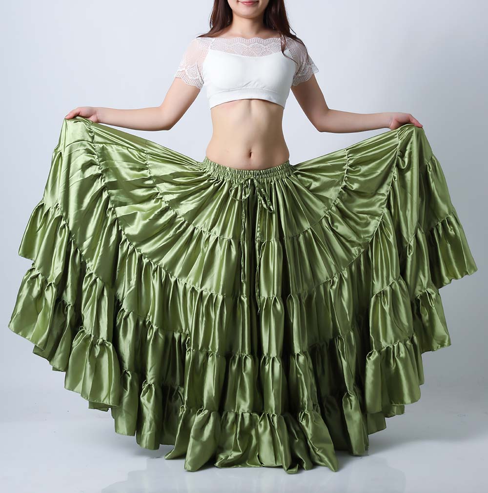 25ヤードスカートD25Sサテン単色（抹茶色)【宅配便送料無料】