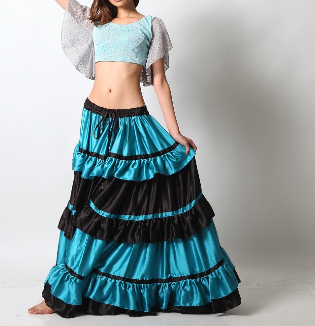 25ヤードスカートD25Wサテンフリル（ライトブルー*黒)(light blue*black)【宅配便送料無料】