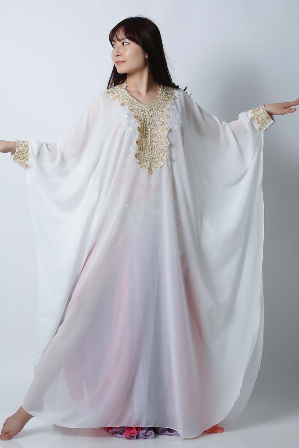 ハリージドレス KH1-2(ホワイト)フォークロア衣装【宅配便送料無料】khaleeji dress、発表会、イベントにお勧め