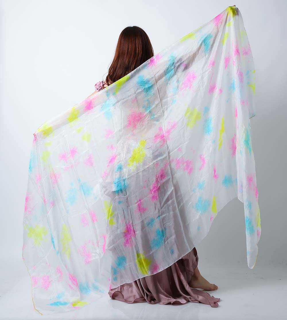 高級シルクベールR26-18Lサイズ264cm*112cm(タイダイ-ホワイト、ピンク、ライトブルー）【ネコポス便送料無料】