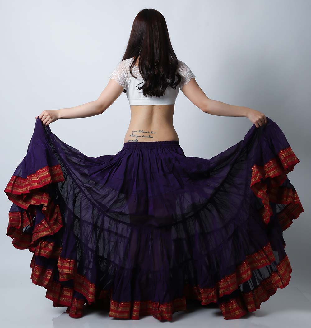 25ヤードスカートS25-2コットントリムスカート(パープル)（purple)【宅配便送料無料】ベリーダンス、トライバル、ジプシースカート